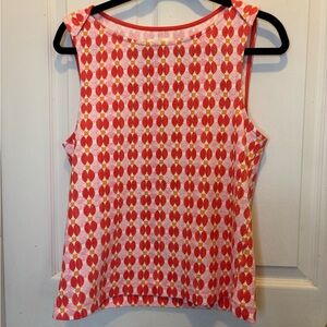 Anthropologie Maeve Mina Boatneck Red, White & Yellow Geometric Tank Top